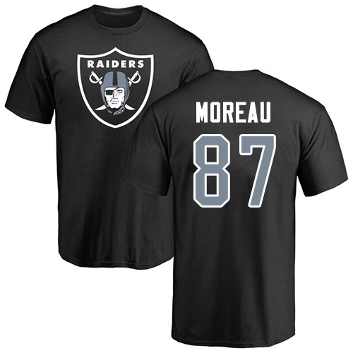 Men Oakland Raiders Black Foster Moreau Name and Number Logo NFL Football #87 T Shirt